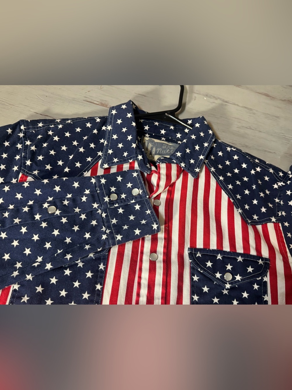 Chubbies The Nutter American Flag Western Pearl Snap Shirt M Made in USA